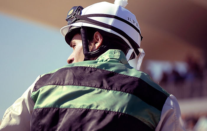 Jockey at horse race
