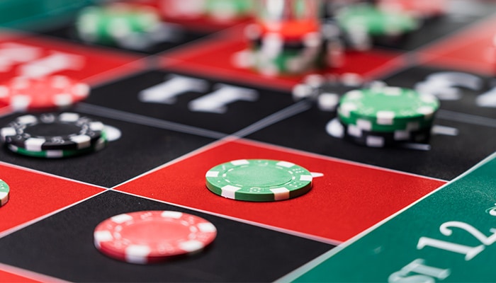 Roulette table close up