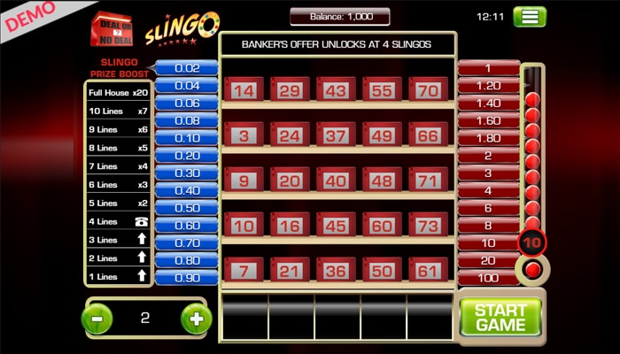 Deal or No deal Slingo from Slingo Originals