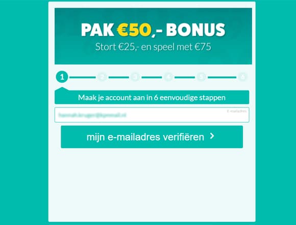 Tombola step 2 fill in your email address