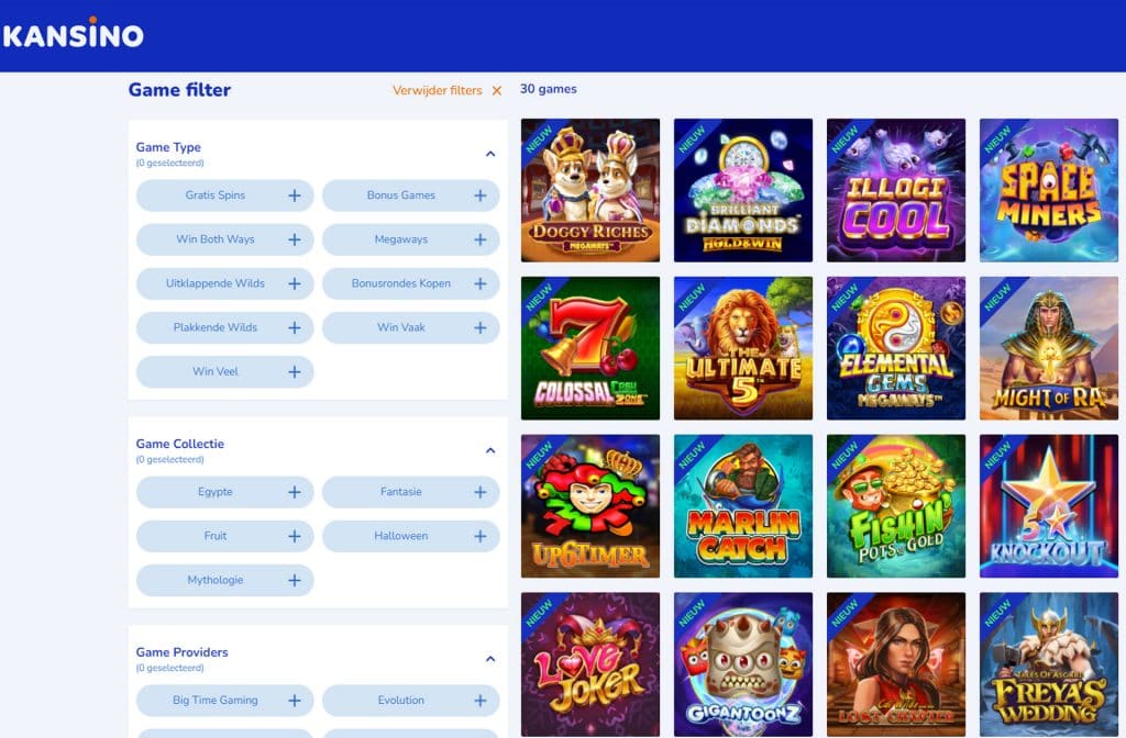There is a wide selection of games at Kansino
