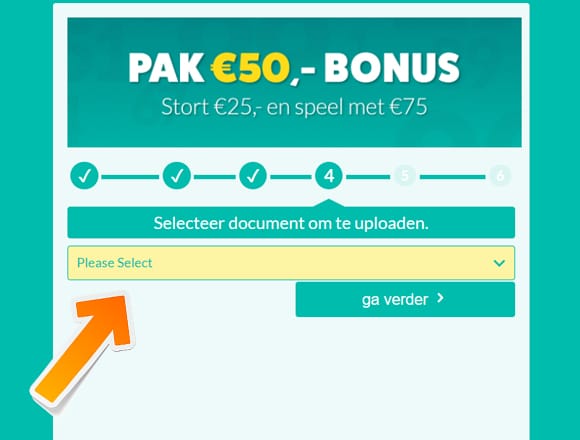 Tombola step 5 identity document upload