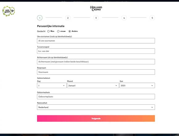 enter personal data