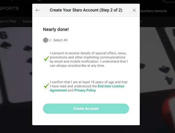create account pokerstars