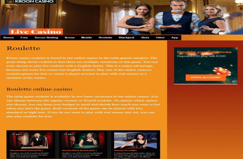 You can play roulette not only online but also in the great live casino