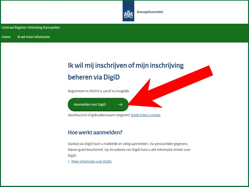 Cruks log in digid button