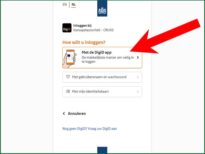 Choice log in digid
