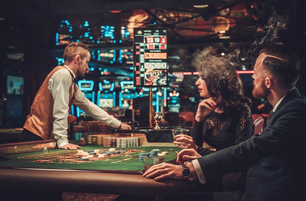 Playing roulette in the casino