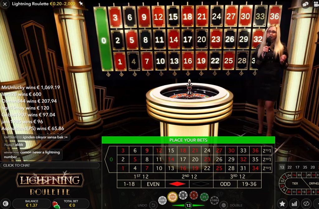 Lightning Roulette in het live casino