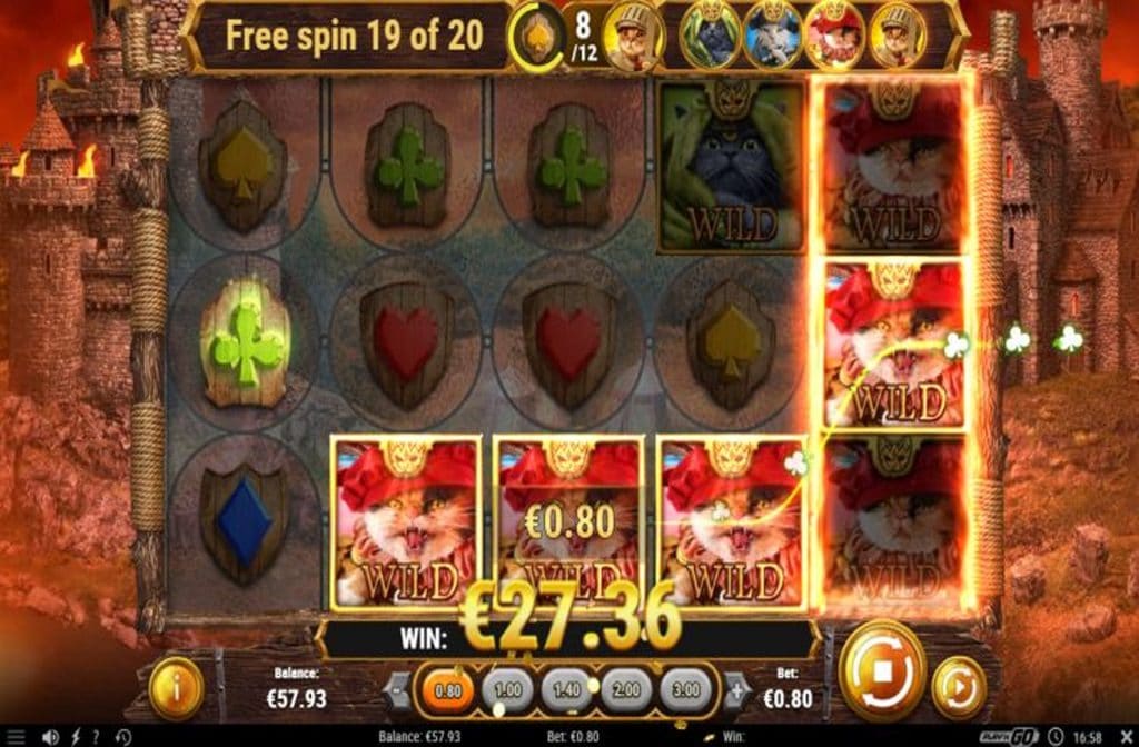 The Wild Symbol in Feline Fury has a substitute function and can complete interrupted combinations.