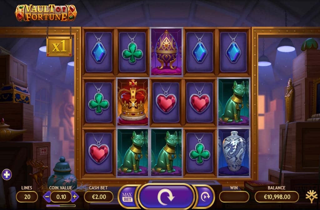 The Vault of Fortune slot machine was developed by game provider Yggdrasil