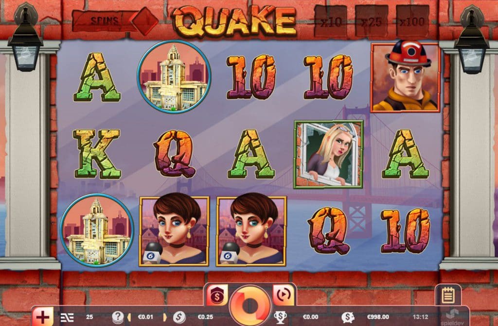 In the game Quake landslides take place, which provides extra symbols and extra winning chances