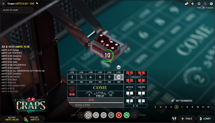 The dice are thrown with a mechanical arm