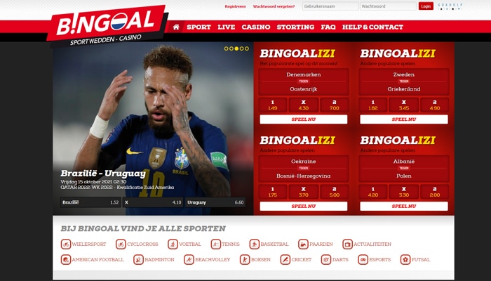 Bingoal is a specialist in sports betting.