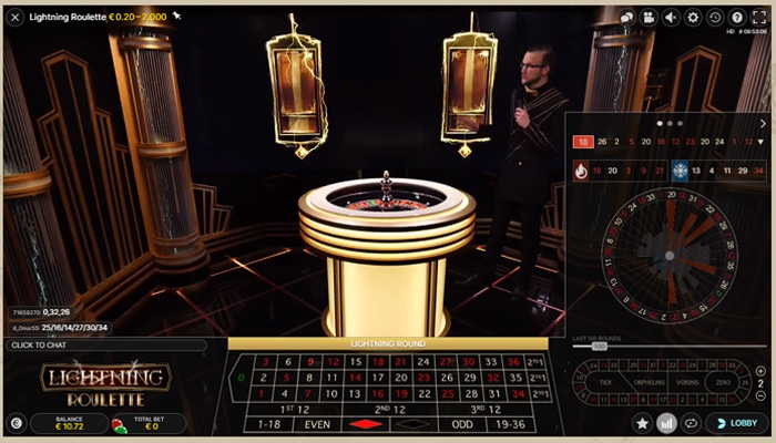 Also at Lightning Roulette you can see the hot numbers